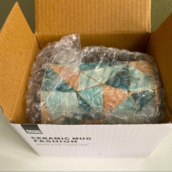 Ceramic Organizer - Abstract Geometric - Contemporary Marbled - Green Orange NWT - Picture 7 of 7